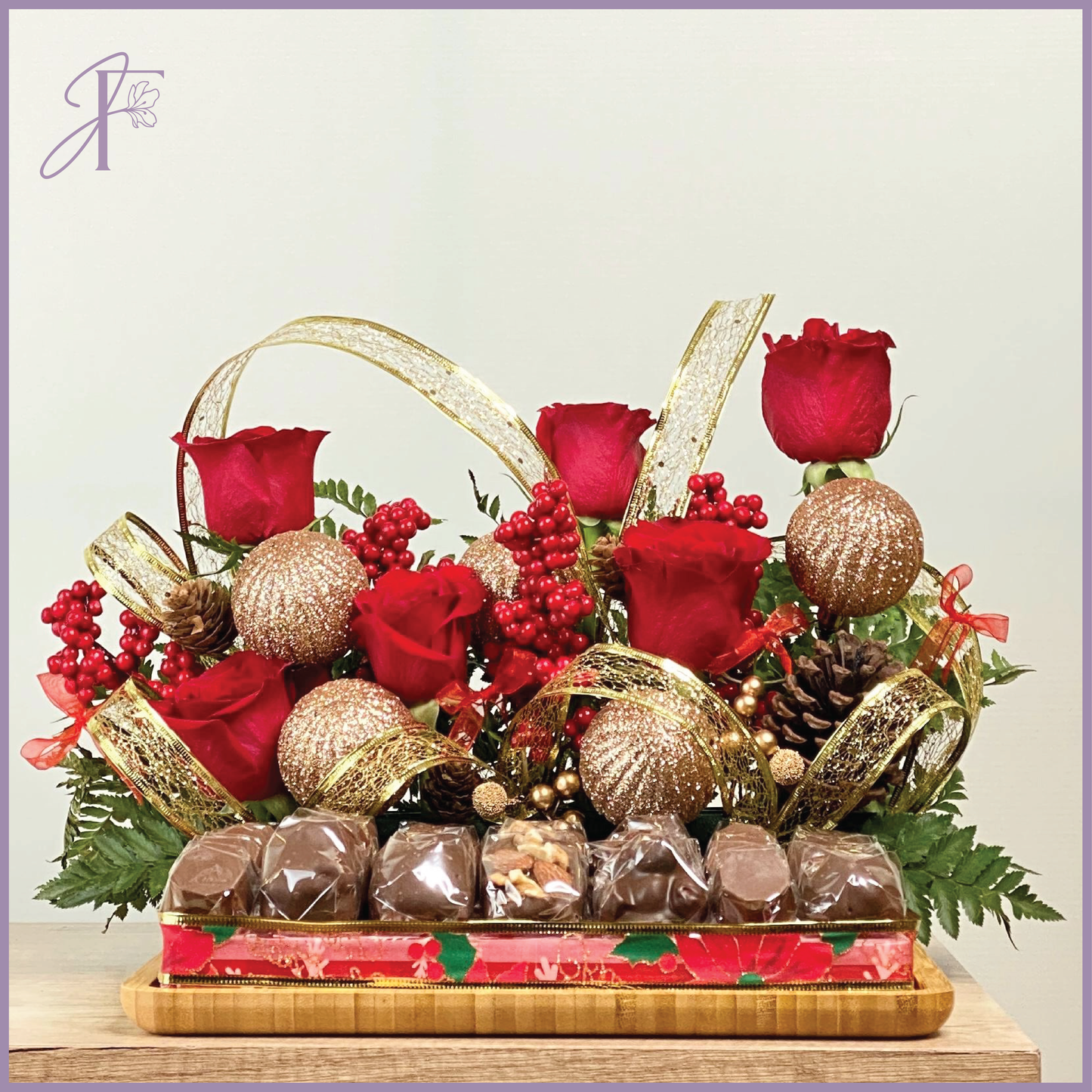Festive Floral DOLCETTA Chocolate Tray – chocolate, delivered in Bahrain
