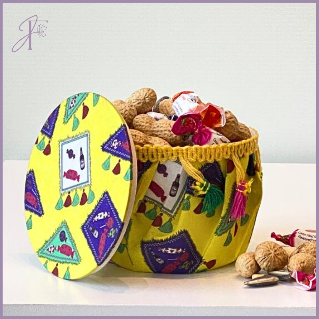 Ramadan Sweets & Nuts Basket - Negsa Ramadan - Round, Yellow – flowers, delivered in Bahrain