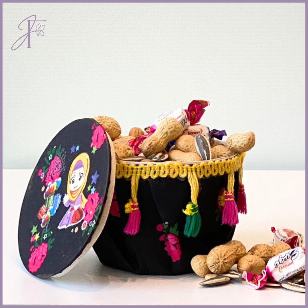 Ramadan Sweets & Nuts Basket - Negsa Ramadan - Round, Black – flowers, delivered in Bahrain