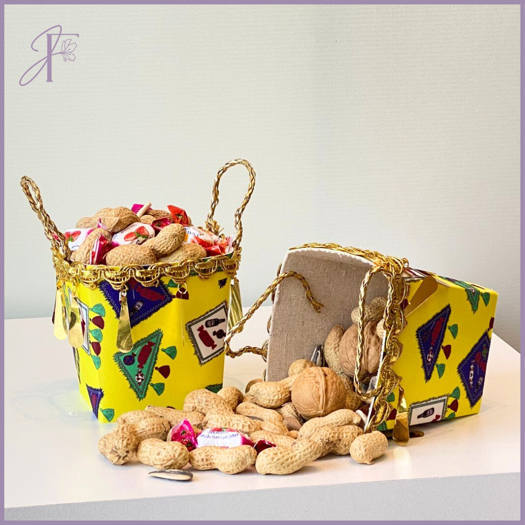Ramadan Sweets & Nuts Basket - Negsa Ramadan - Square, Yellow – flowers, delivered in Bahrain