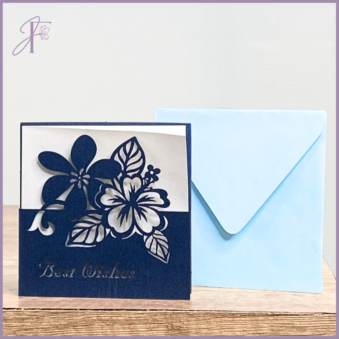 Greeting Card: Best Wishes – Laser-Cut Floral Card – gift accessories, delivered in Bahrain