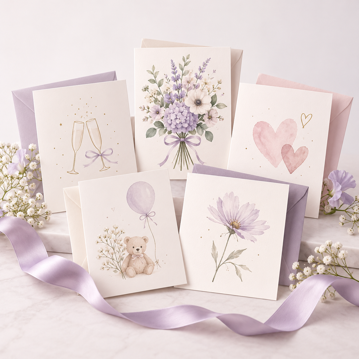 Assorted occasion greeting cards selected by Jude Flowers to match your chosen celebration
