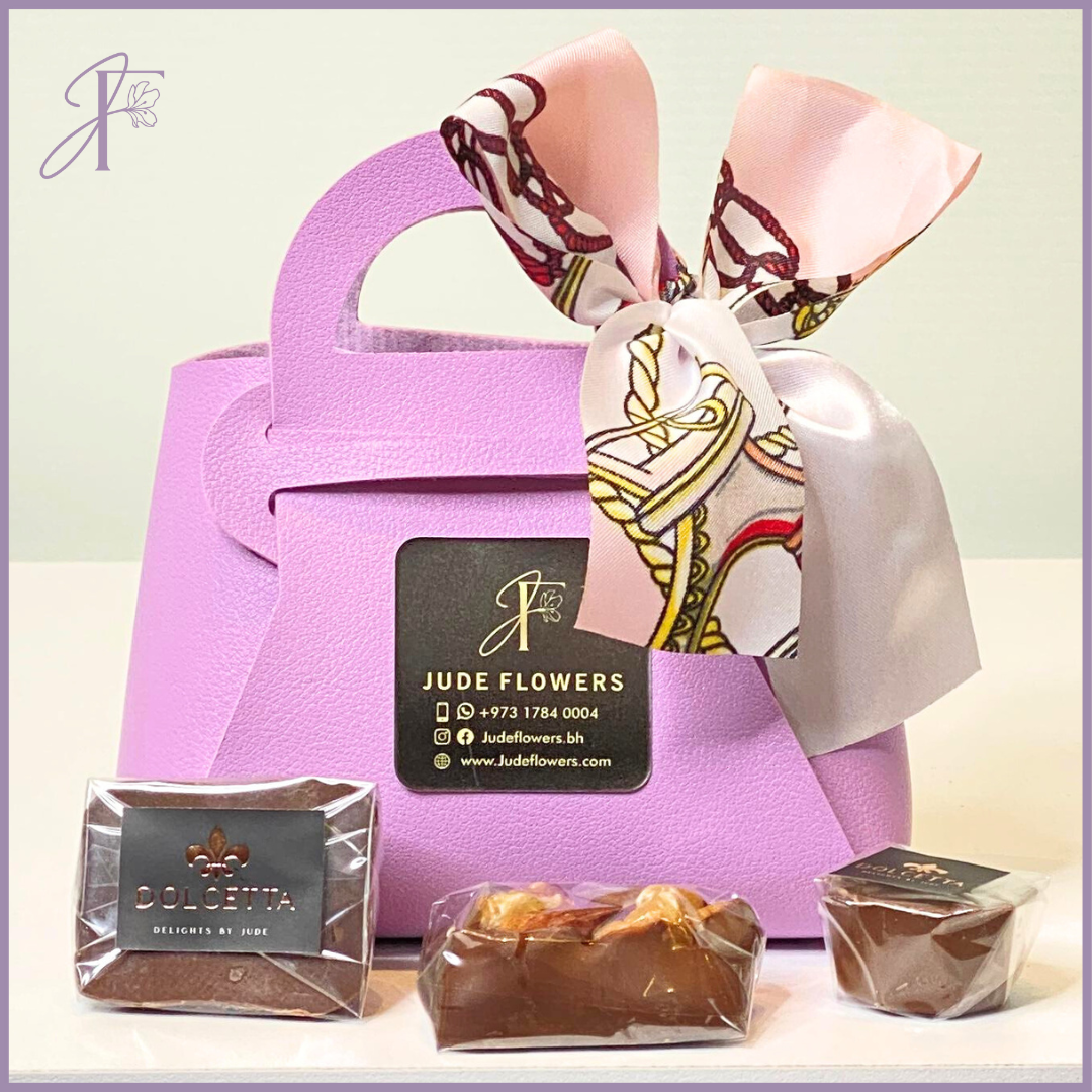 Dolcetta Lilac Bag – Small - Dolcetta Belgium Chocolate Assortment – chocolate, delivered in Bahrain