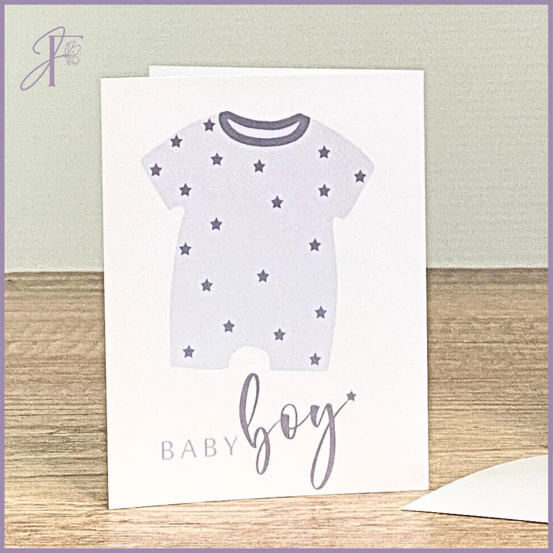 Greeting Card: Baby Boy in Blue on White – gift accessories, delivered in Bahrain
