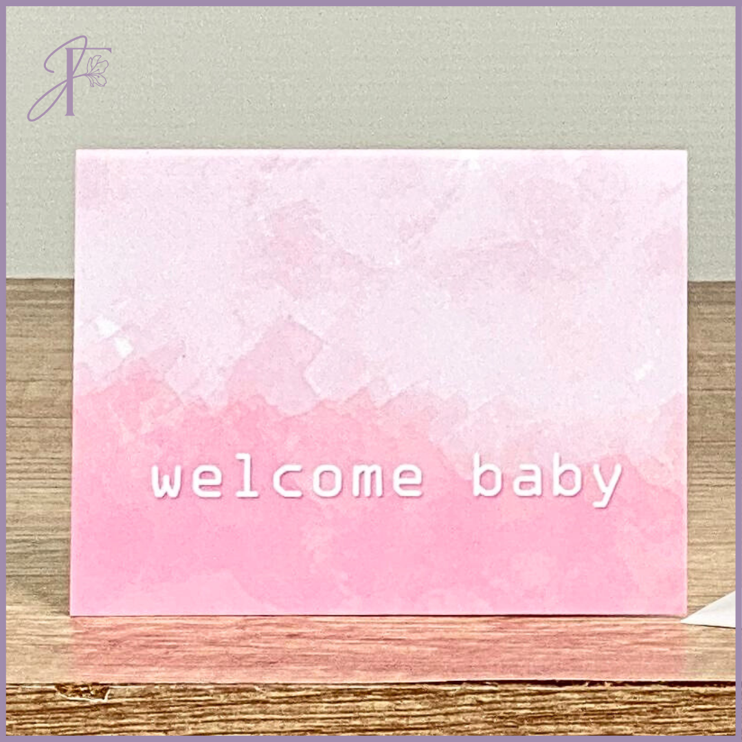 Greeting Card: Welcome Baby in Pink & White – gift accessories, delivered in Bahrain