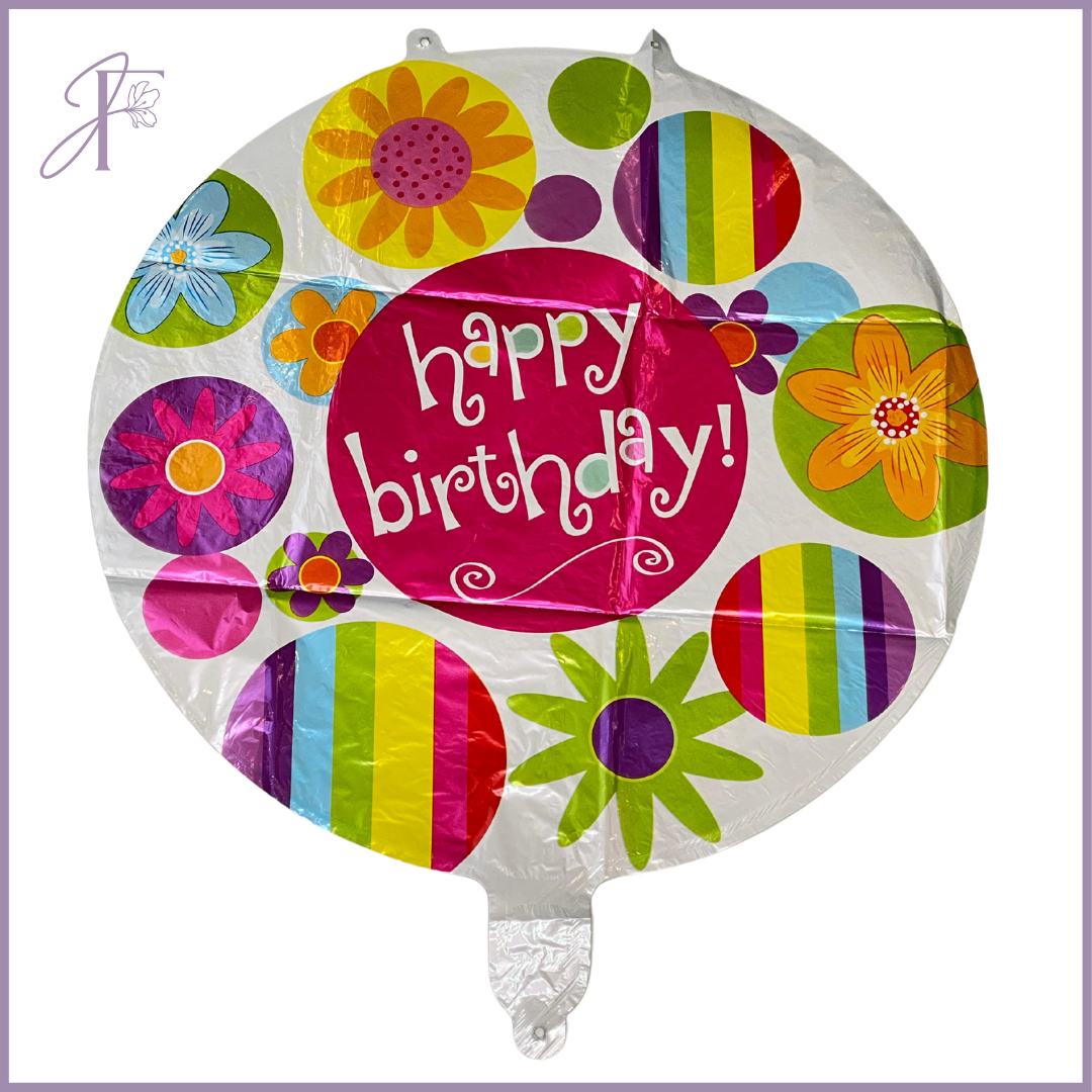 Happy Birthday Foil Balloon #004 – Floral Joy – gift accessories, delivered in Bahrain