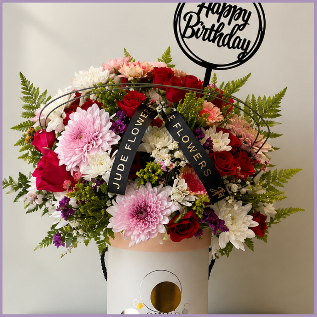 Birthday Garden – Mixed Rose & Chrysanthemum Birthday Arrangement