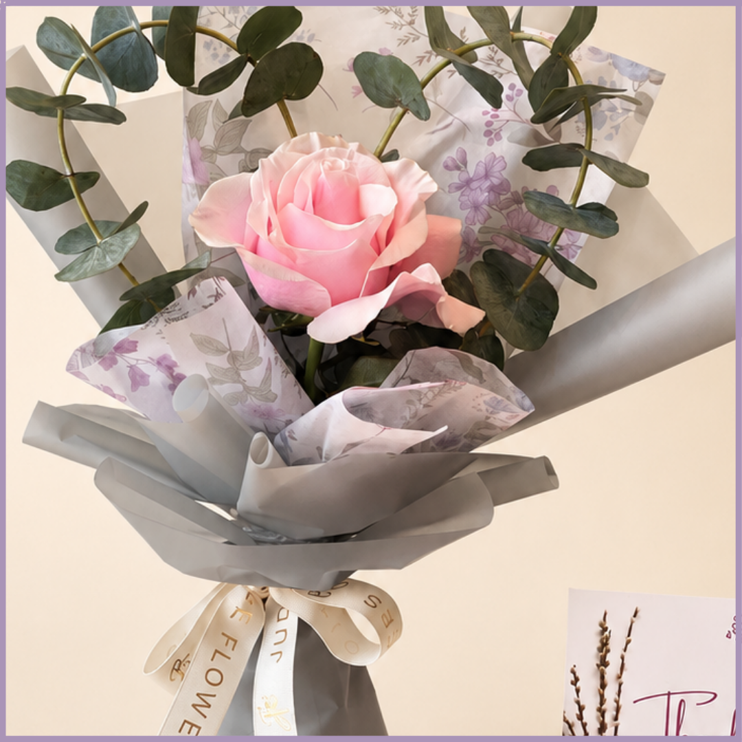 Blush Whisper – Single Pink Rose Bouquet