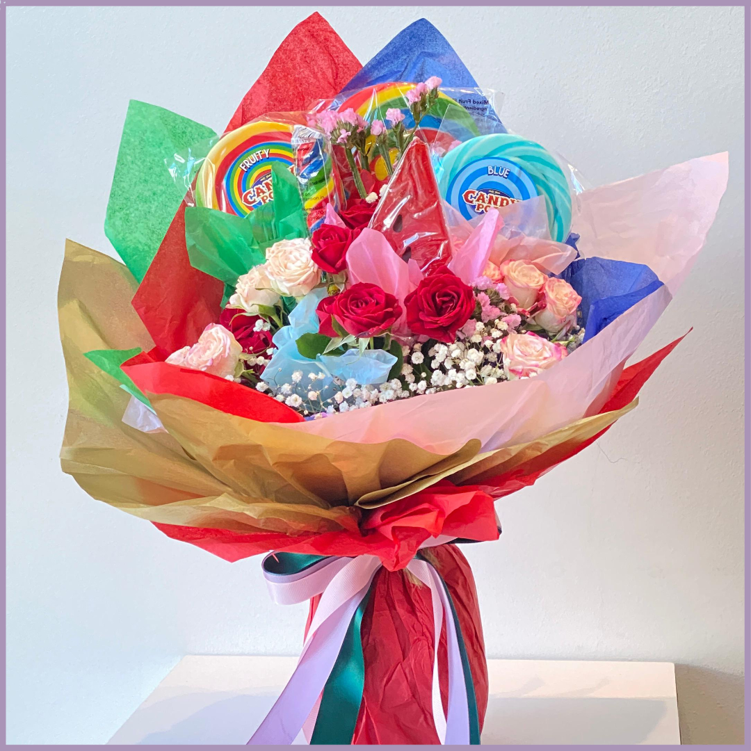 Candy Pop Bloom Bouquet - Flowers and Lollipops
