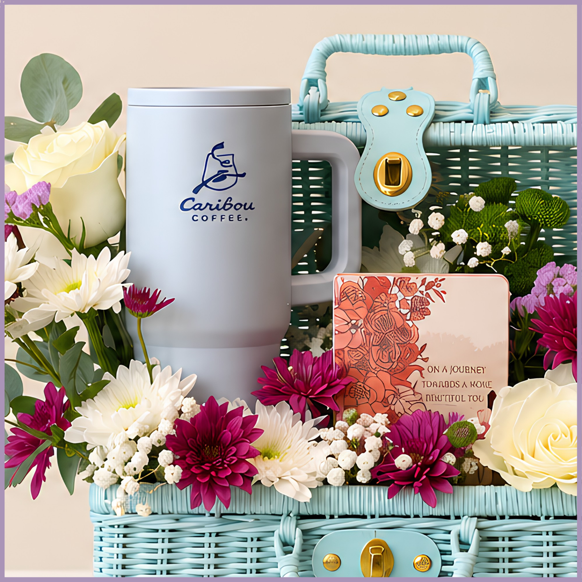 Caribou Floral Basket Gift - سلة هدايا كاريبو المزهرة