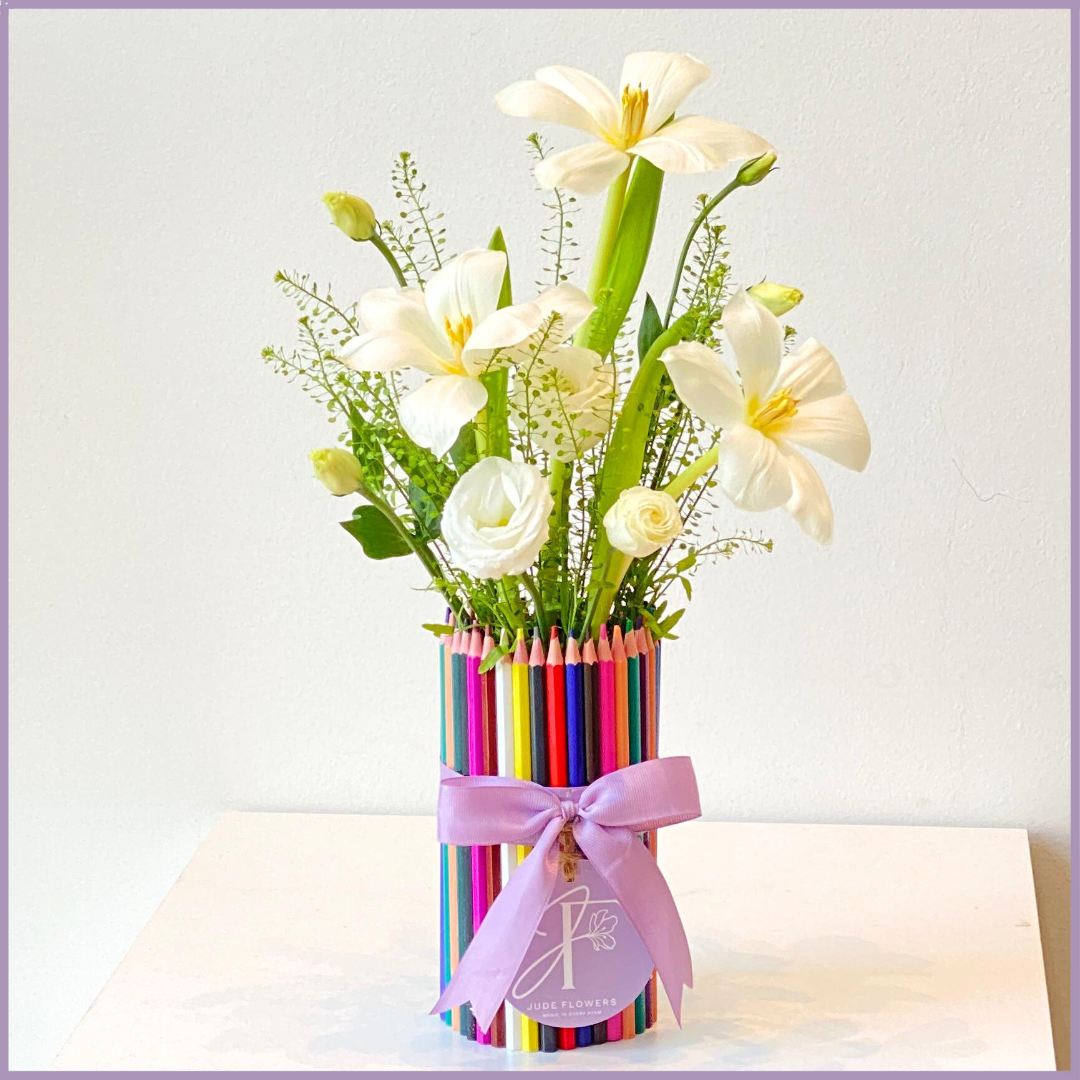 Color Pop Serenity Vase - Elegant White Blooms