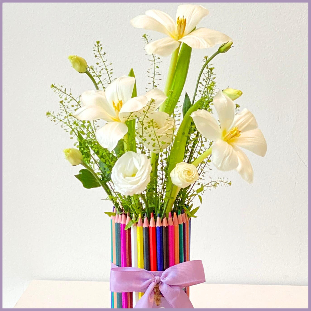 Color Pop Serenity Vase - Elegant White Blooms