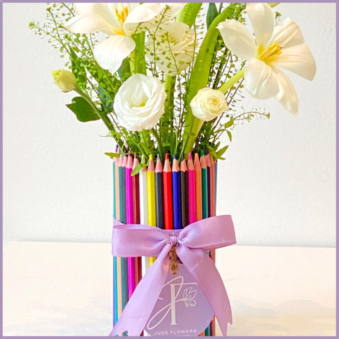 Color Pop Serenity Vase - Elegant White Blooms