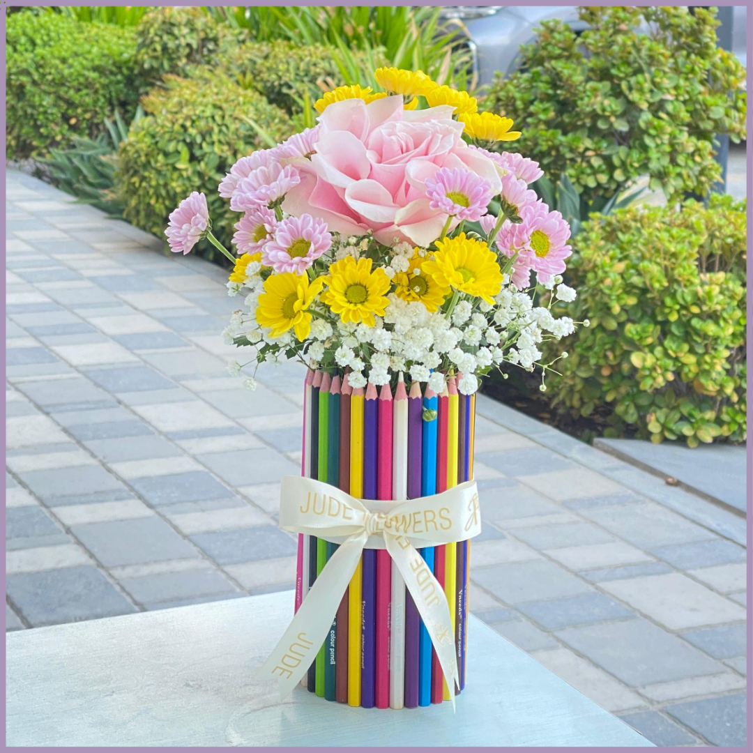 Color Pop Sunshine Vase - Bright Floral Gift