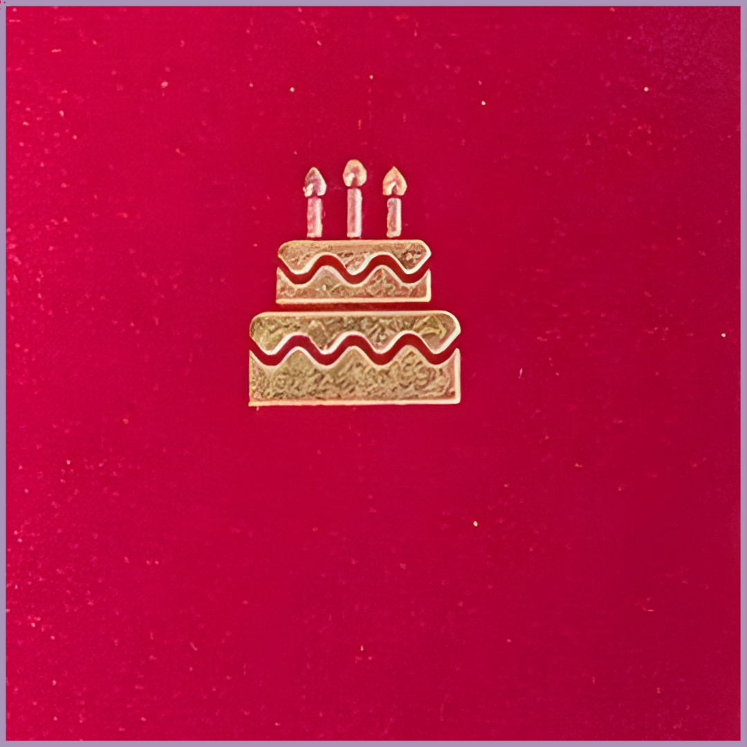 Elegant Birthday Money Envelope - Maroon with Gold Cake Print