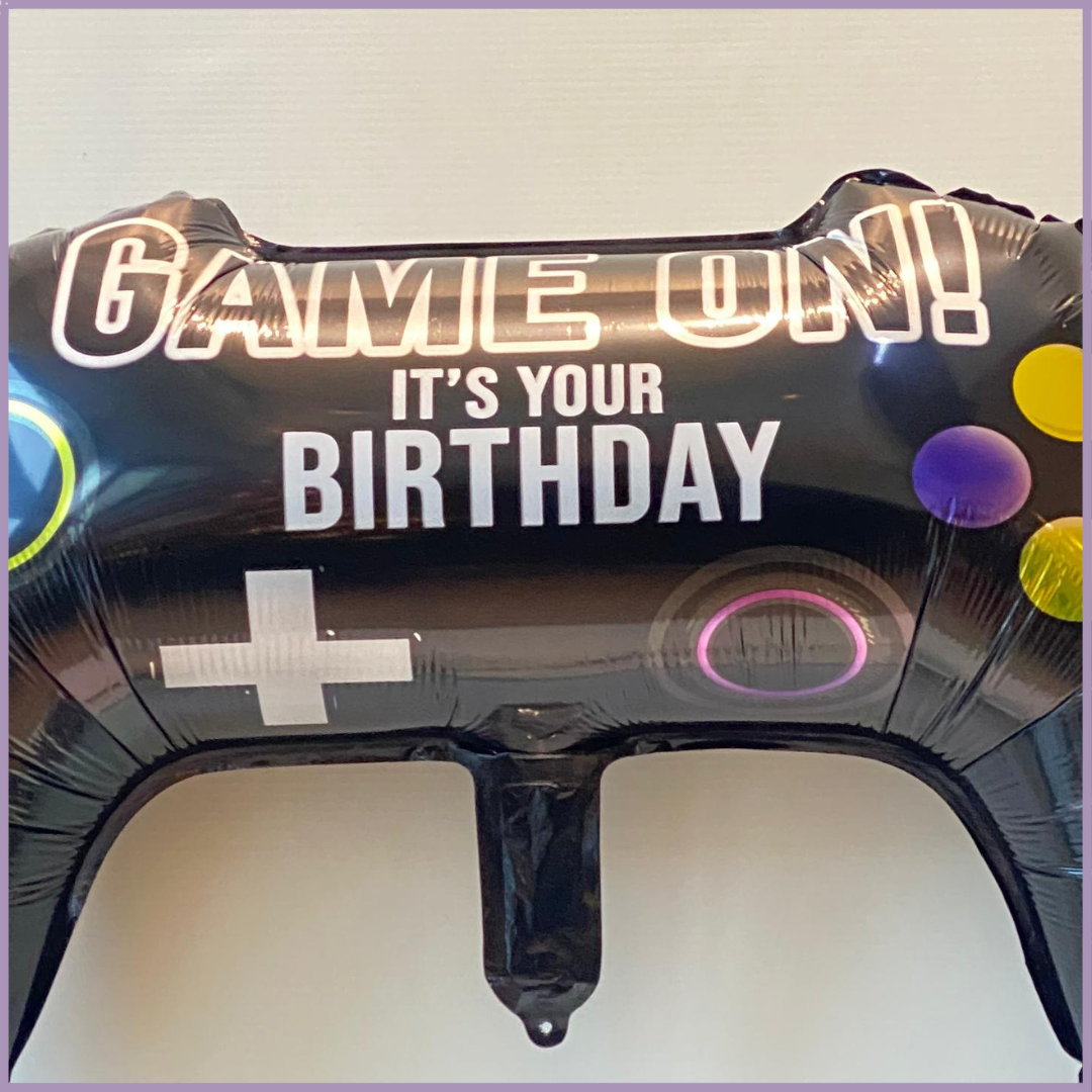 Game On Birthday Balloon – Black Gaming Joystick