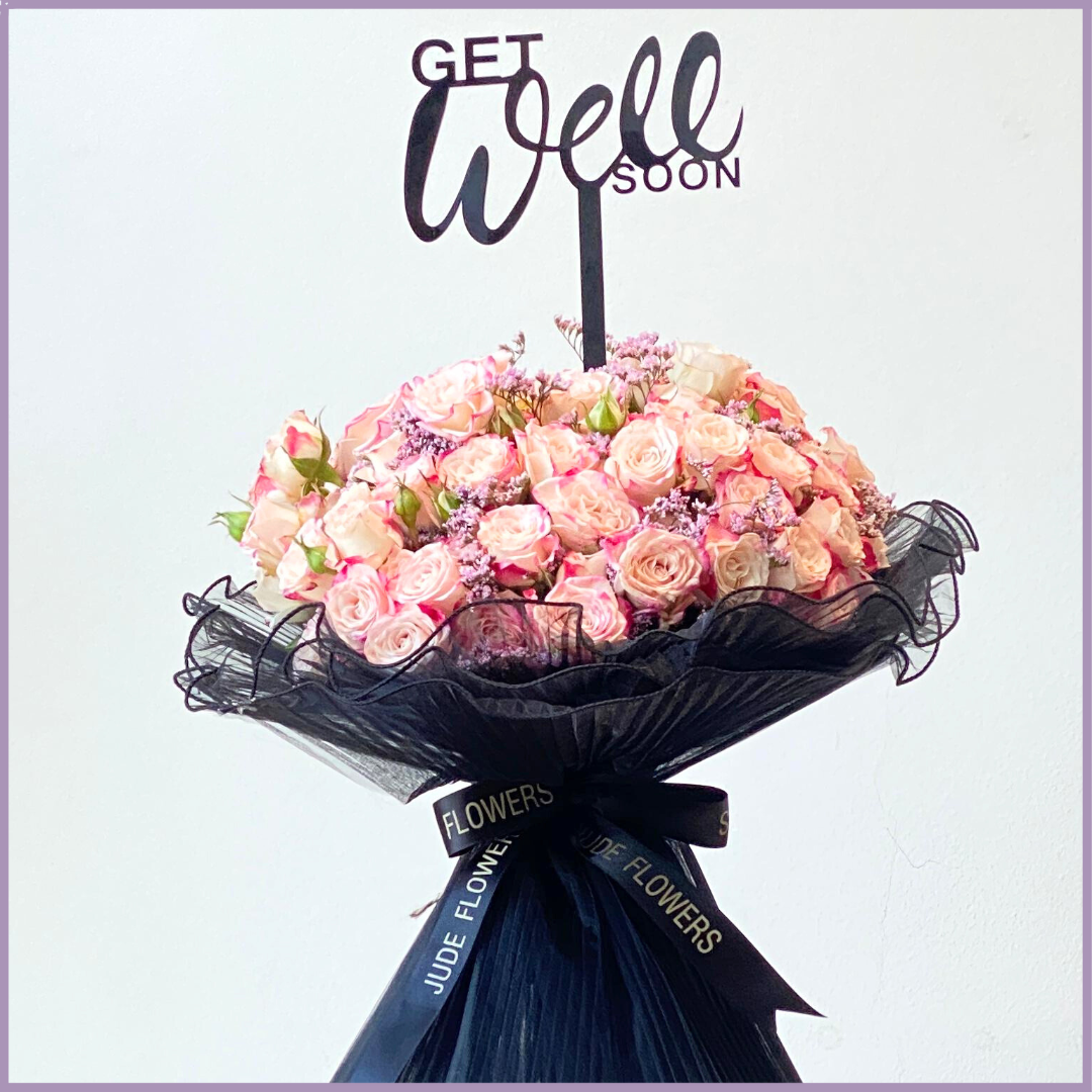 Get Well Soon Pink Spray Rose Bouquet