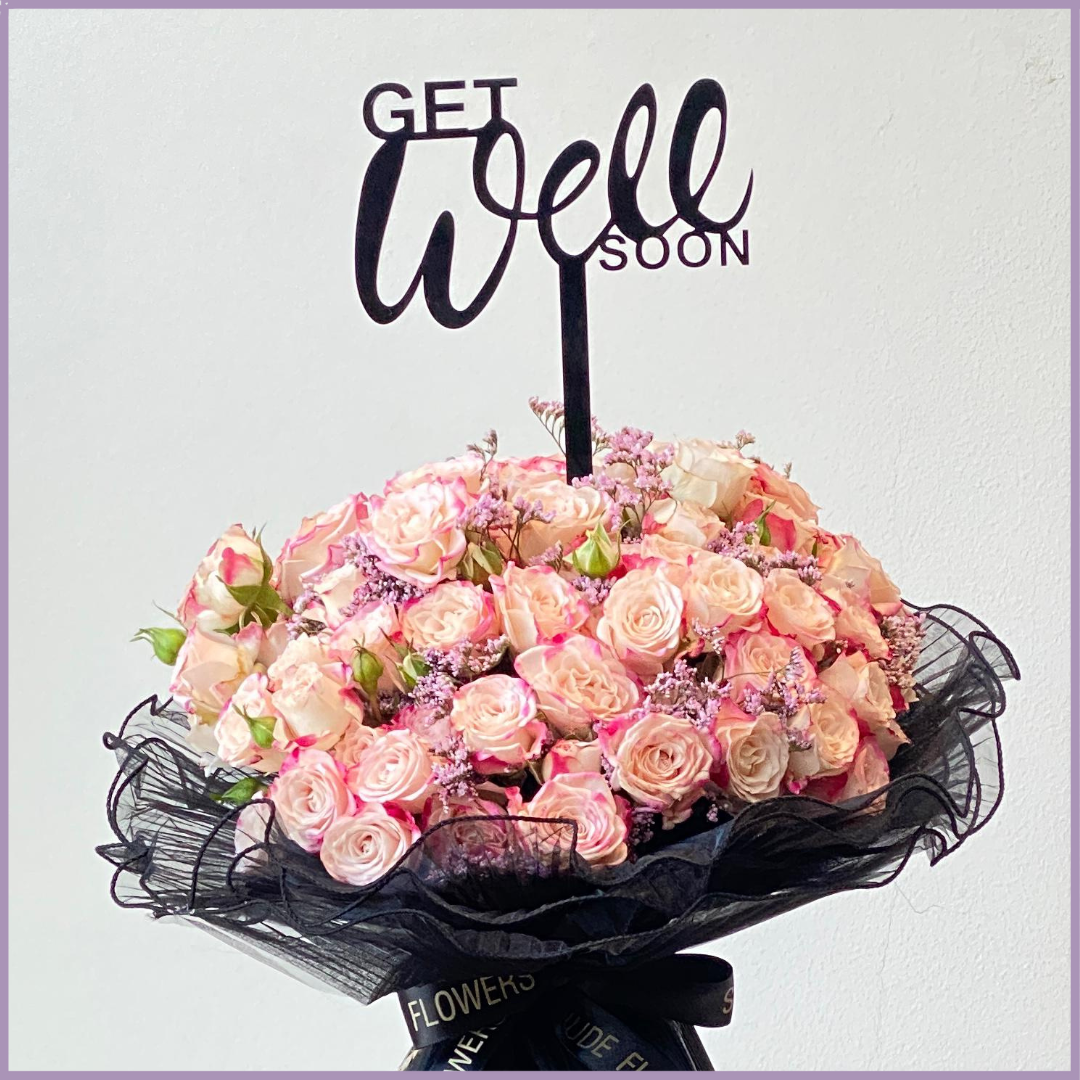 Get Well Soon Pink Spray Rose Bouquet