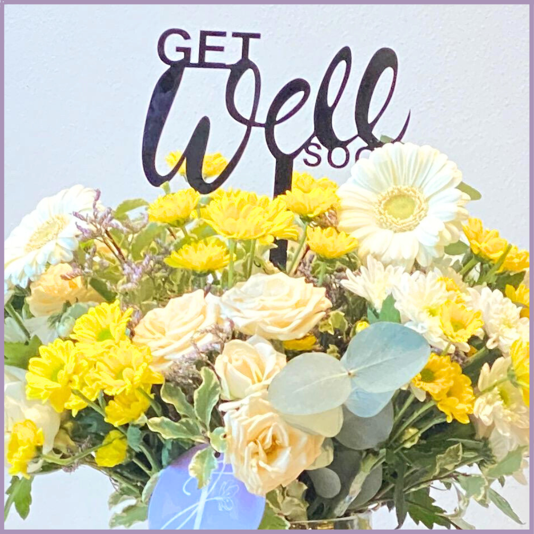 Get Well Soon - Yellow & White Vase Arrangement