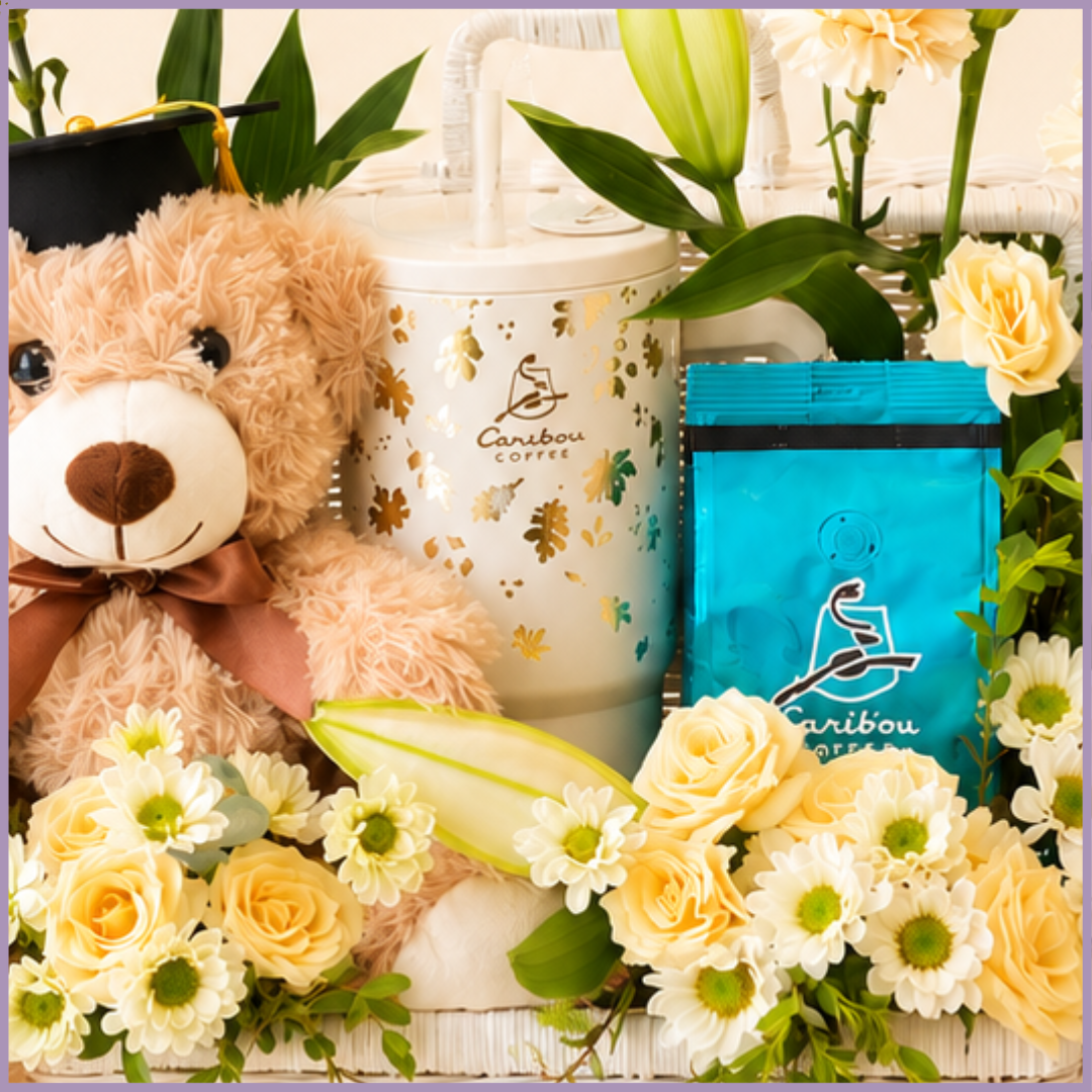 Graduation Morning Celebration Floral & Teddy Basket