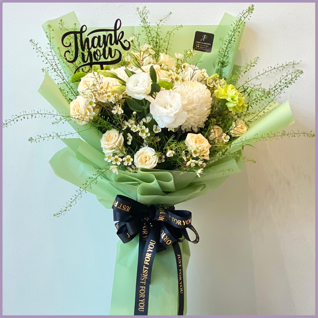 Lush Greens Bouquet with Thank You Topper - For Wellness and Gratitude
