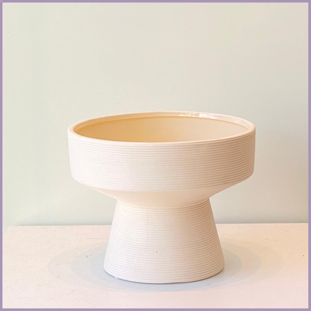Ivory Halo Pottery Bowl Vase
