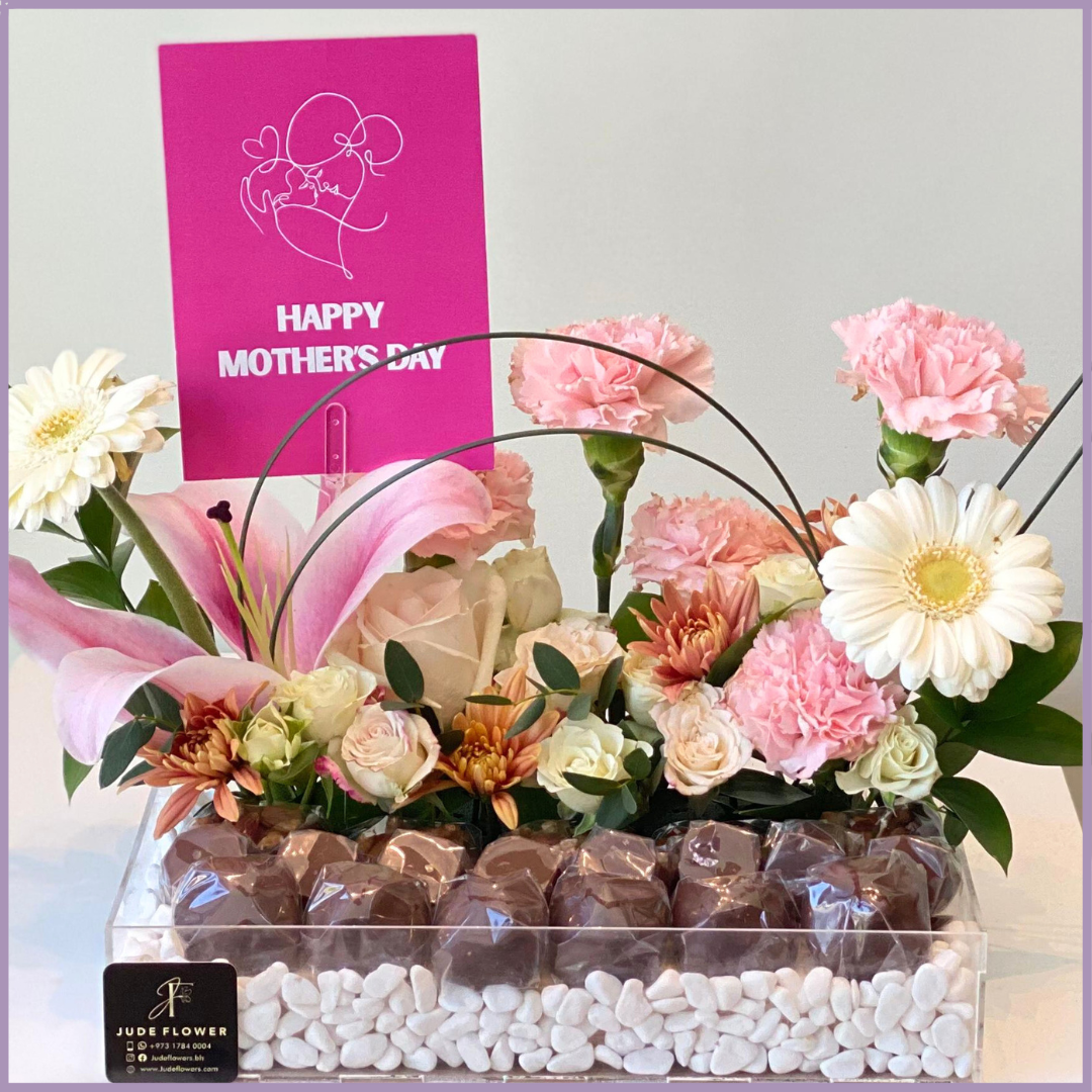 Mothers Day Pink Lily Floral Dolcetta Chocolate Tray