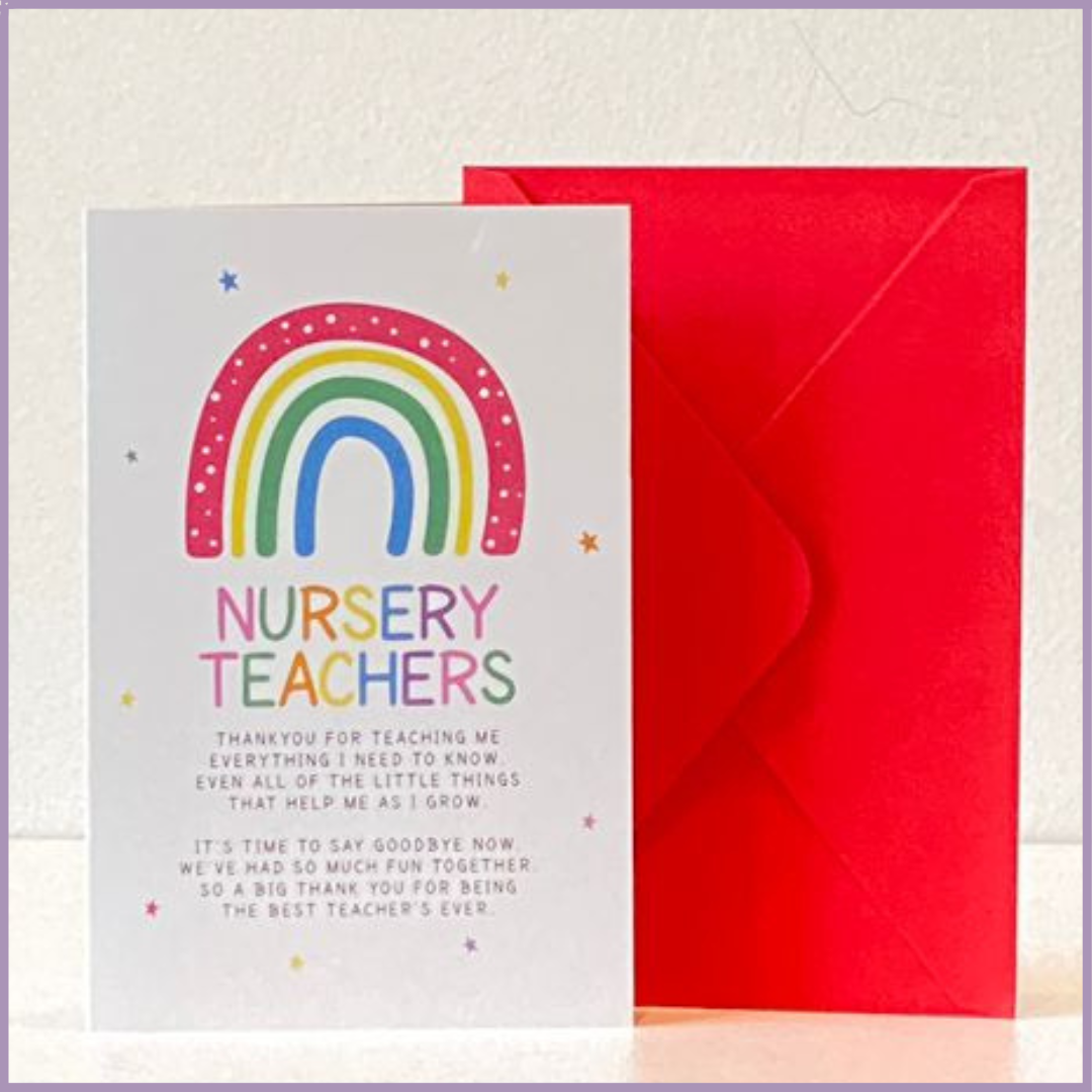 Nursery Teacher Thank You Card – Rainbow Kids Design