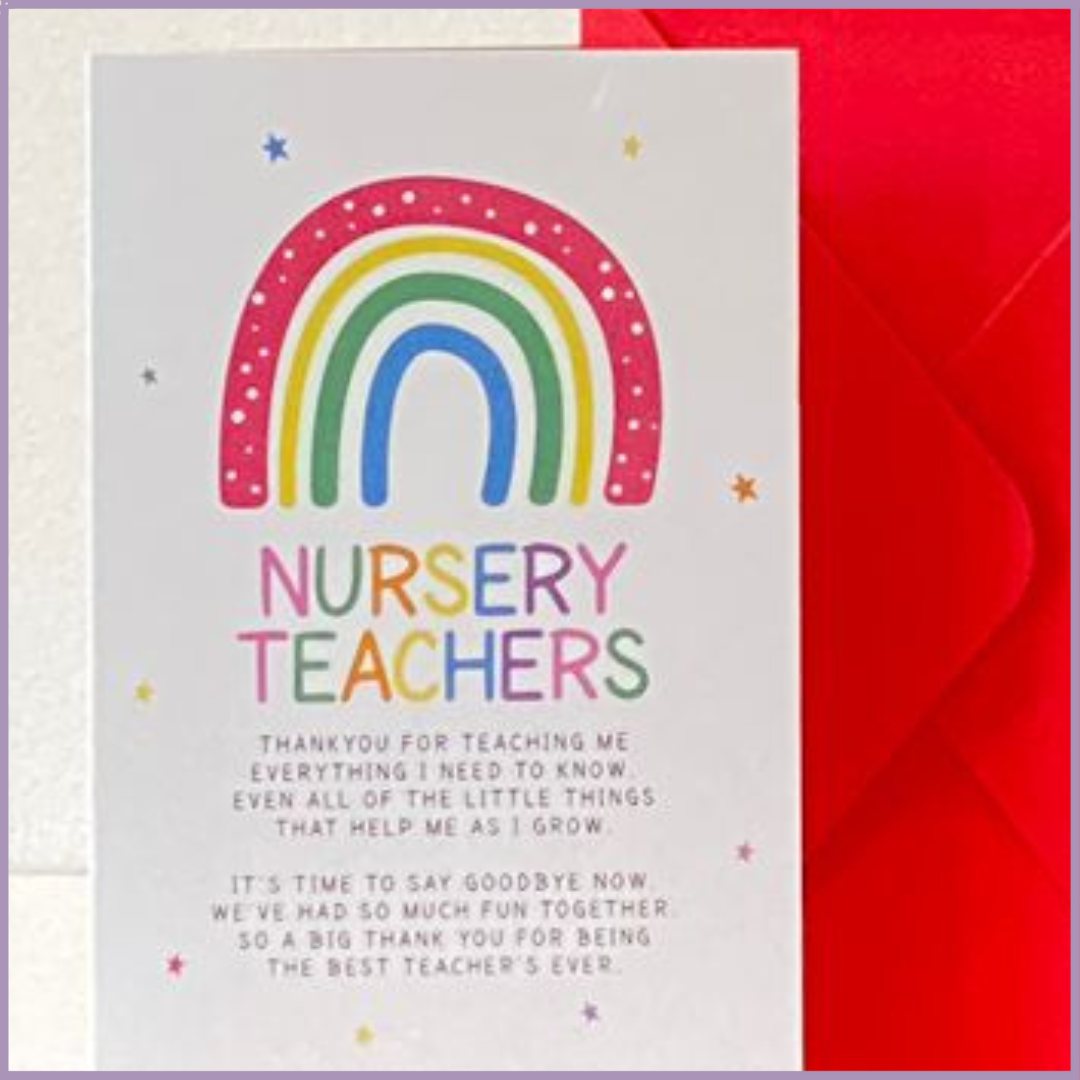 Nursery Teacher Thank You Card – Rainbow Kids Design