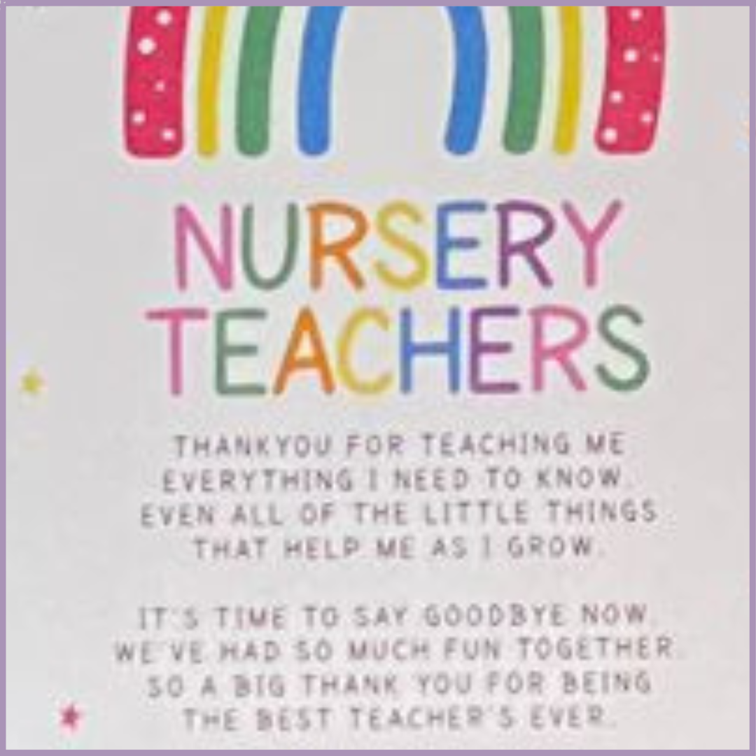 Nursery Teacher Thank You Card – Rainbow Kids Design