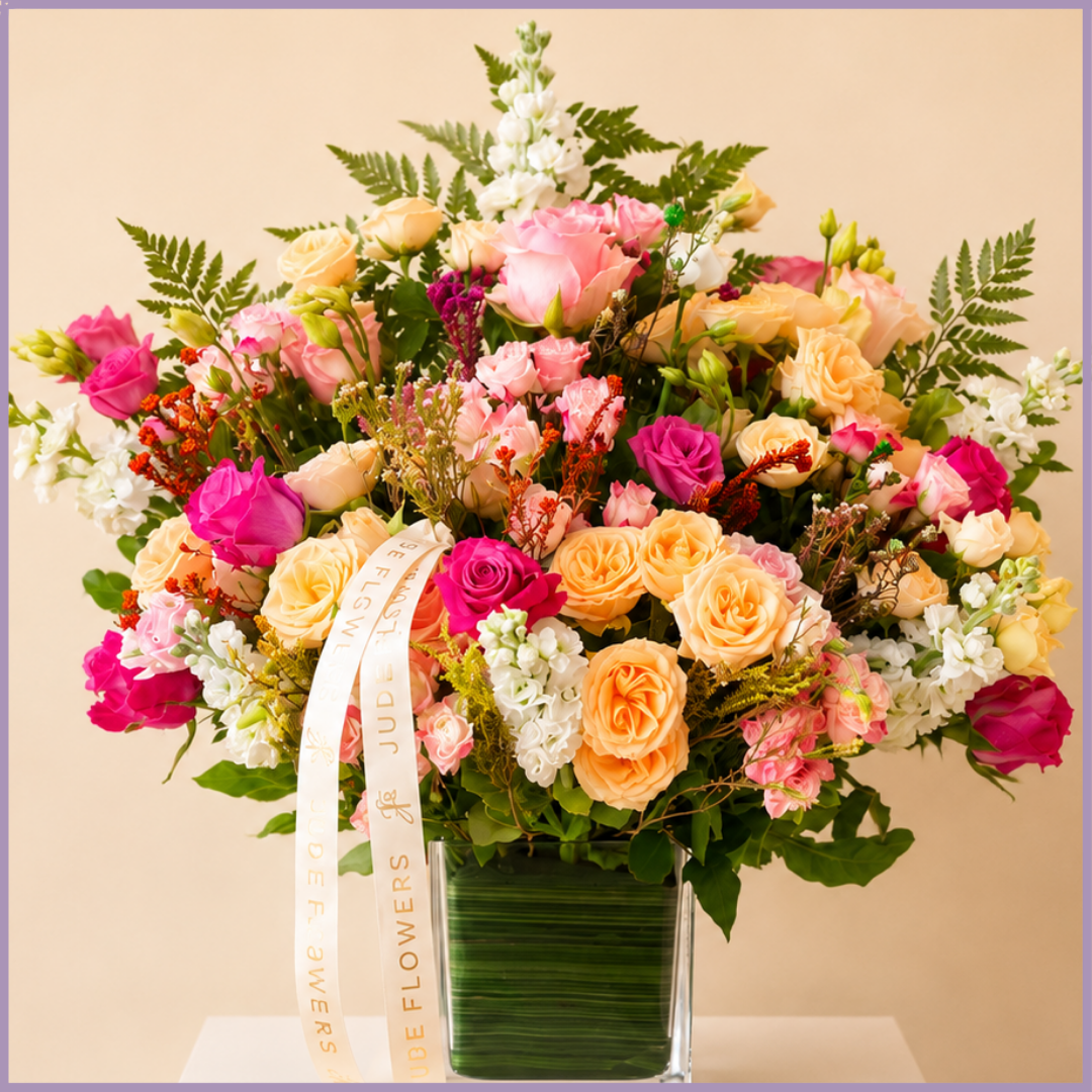 Rosé Garden – Luxury Mixed Rose & Lisianthus Vase Arrangement