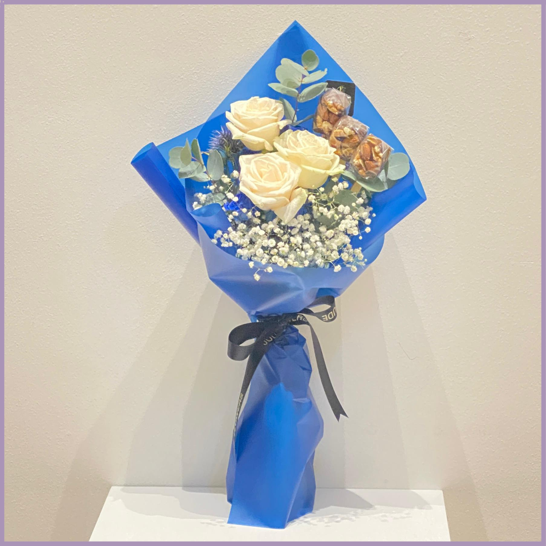 Blue Rose and Chocolate Mini Bouquet