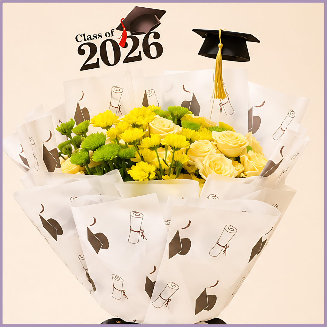 2026 Yellow Celebration Graduation Floral Bouquet