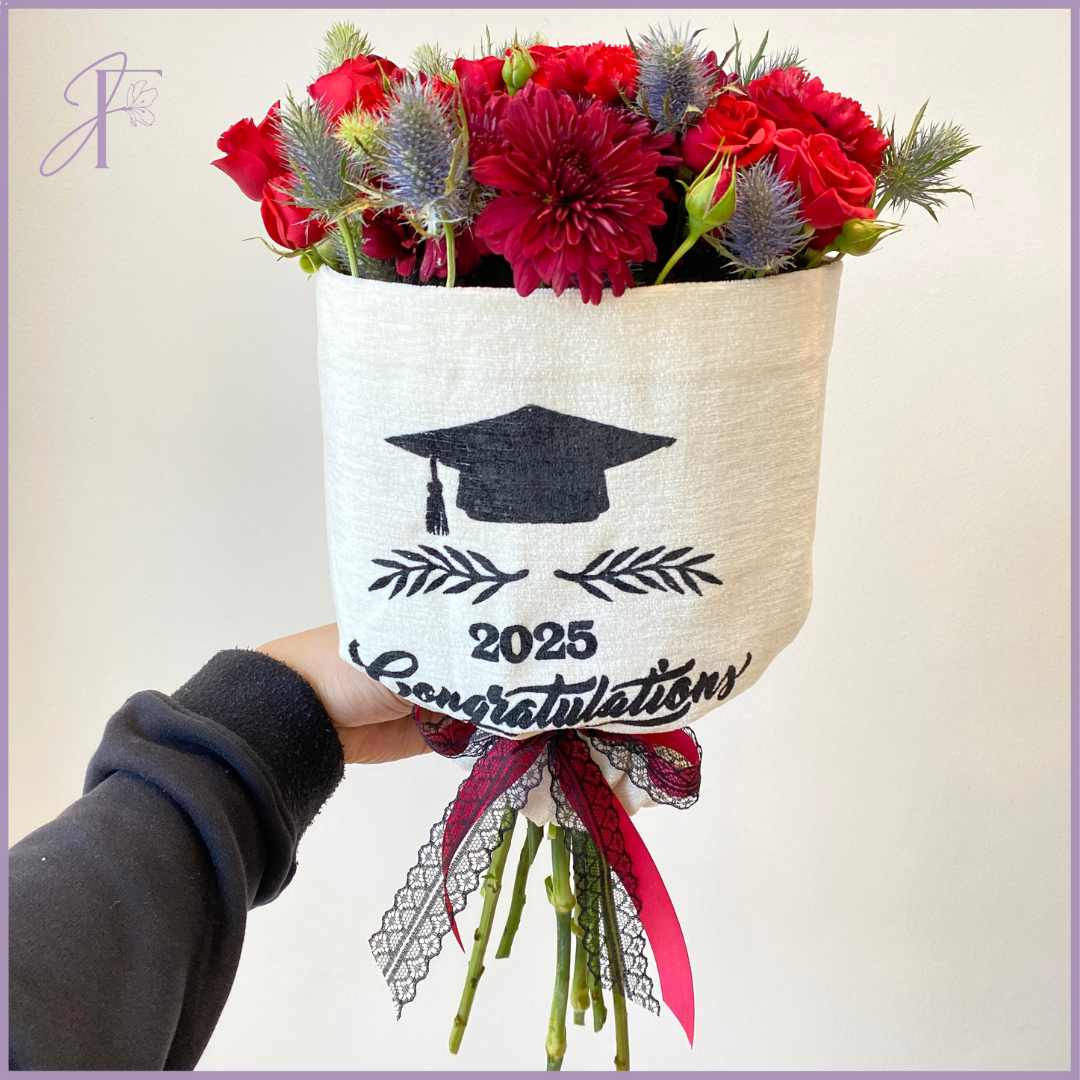 Crimson Tide 2025 Graduation Bouquet - Rich Red & Burgundy – flowers, delivered in Bahrain
