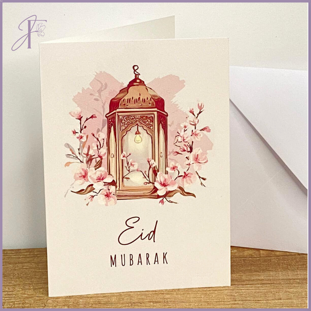 Floral Lantern – Eid Card (14.5cm x 10cm) – gift accessories, delivered in Bahrain