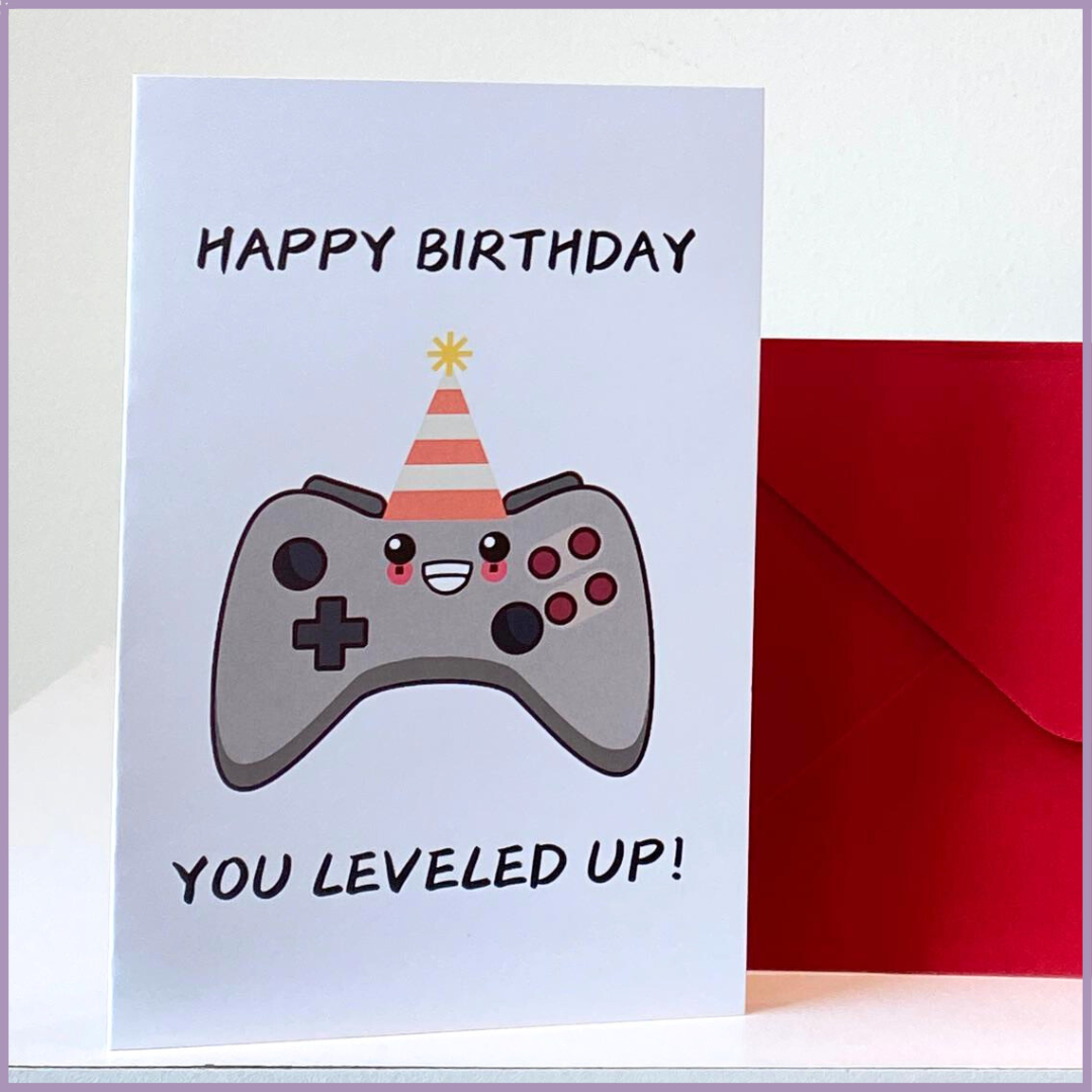 Gamer 'You Leveled Up!' Birthday Card