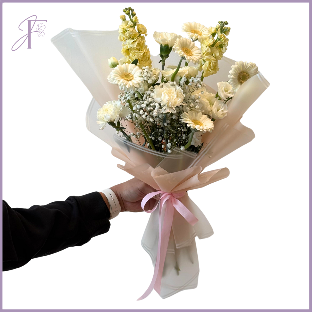 Golden Whisper Bouquet - Soft White & Yellow Elegance