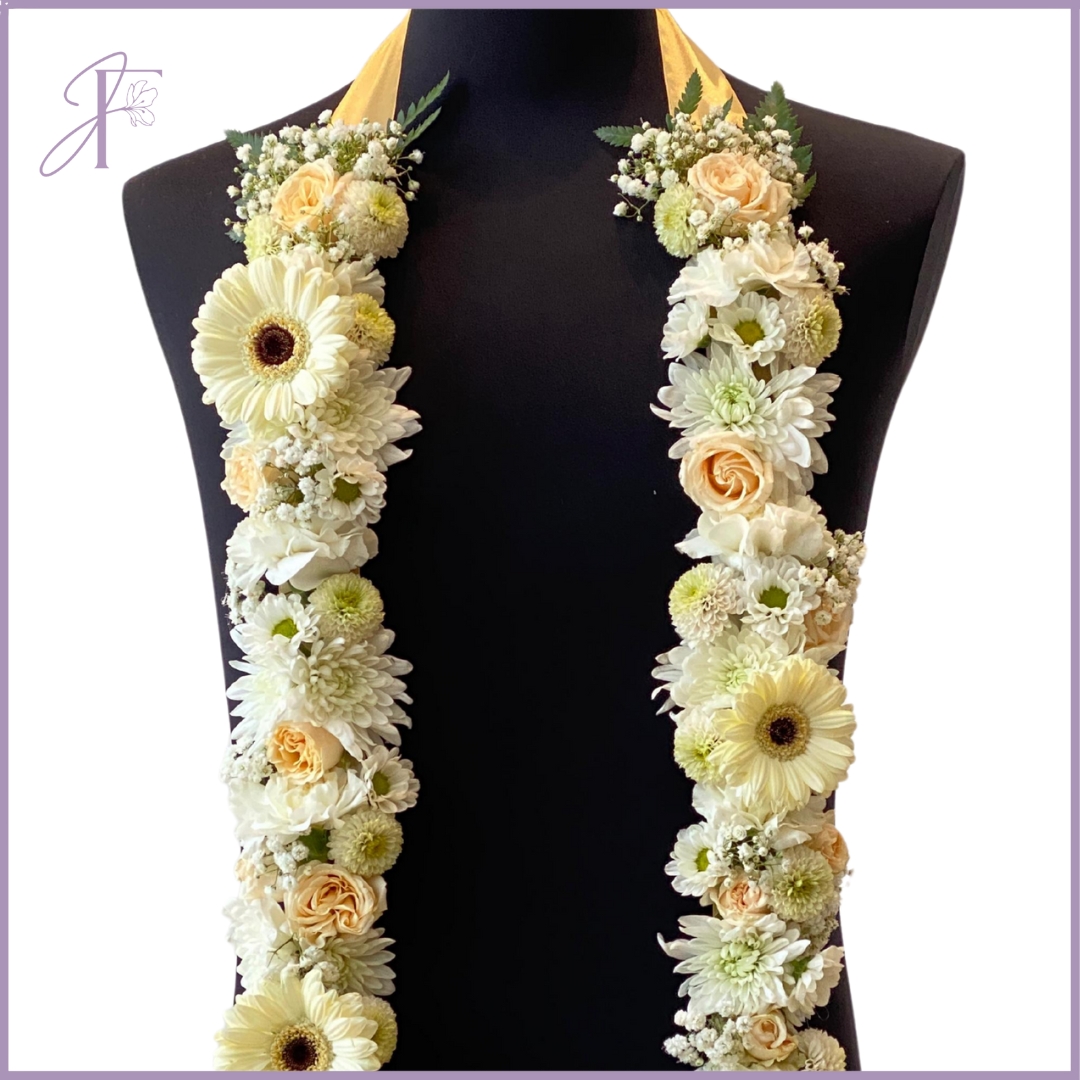 Graduation Bloom Cascade - White & Peach Floral Garland – flowers, delivered in Bahrain