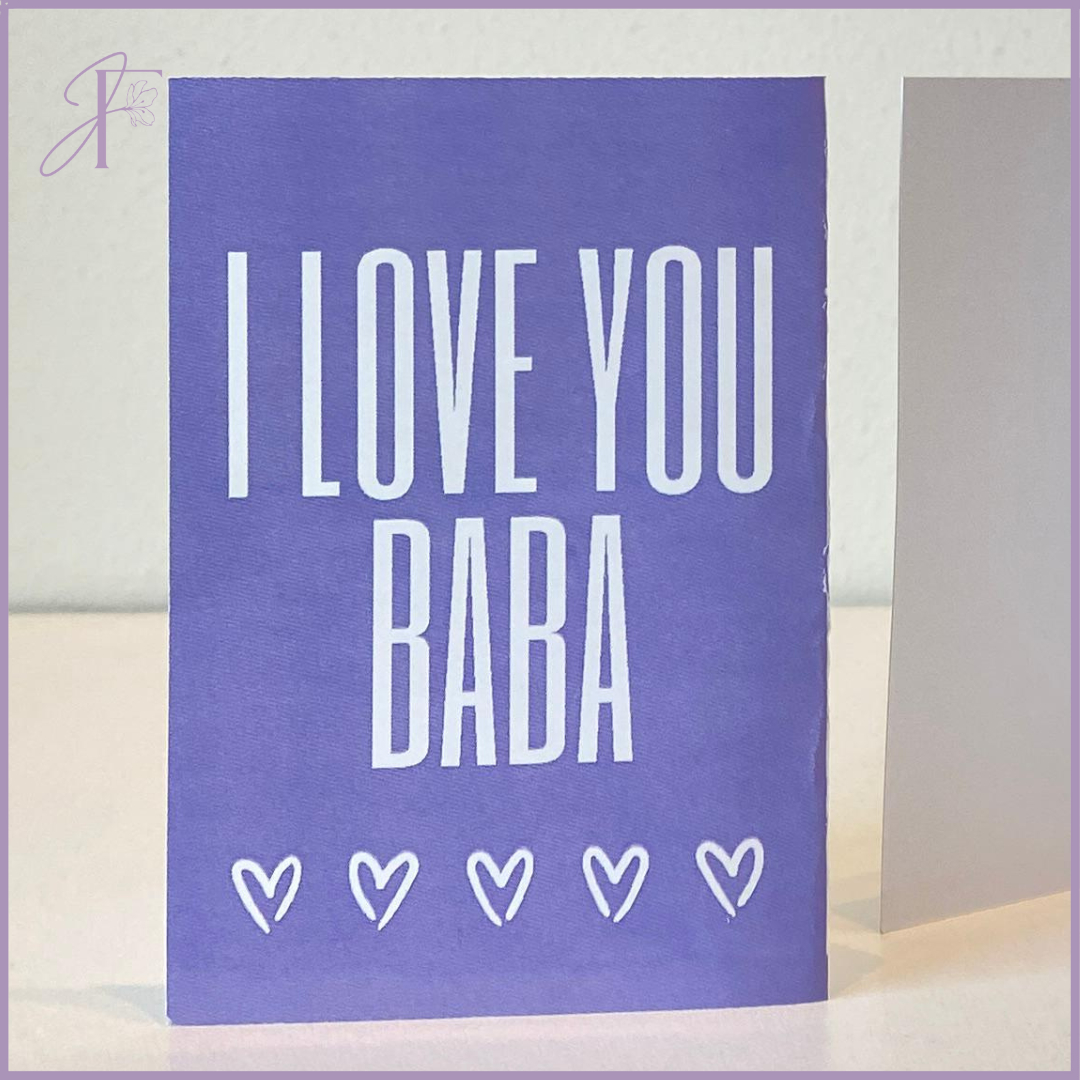Greeting Card: I LOVE YOU BABA with hearts