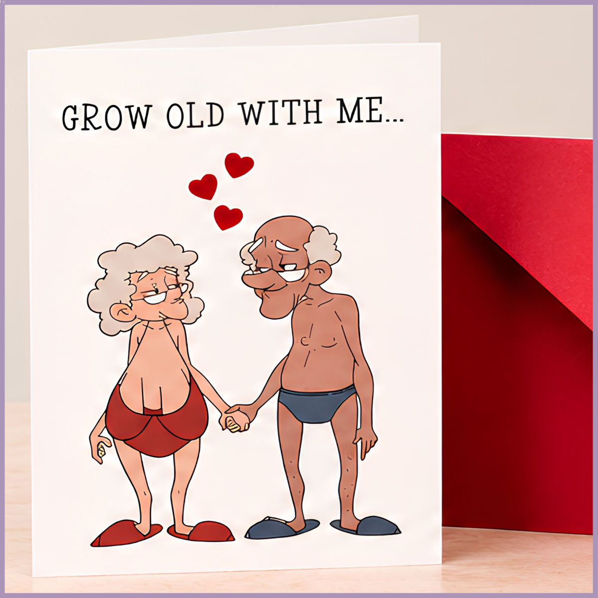 بطاقة "Grow Old With Me" – 17 سم × 12 سم