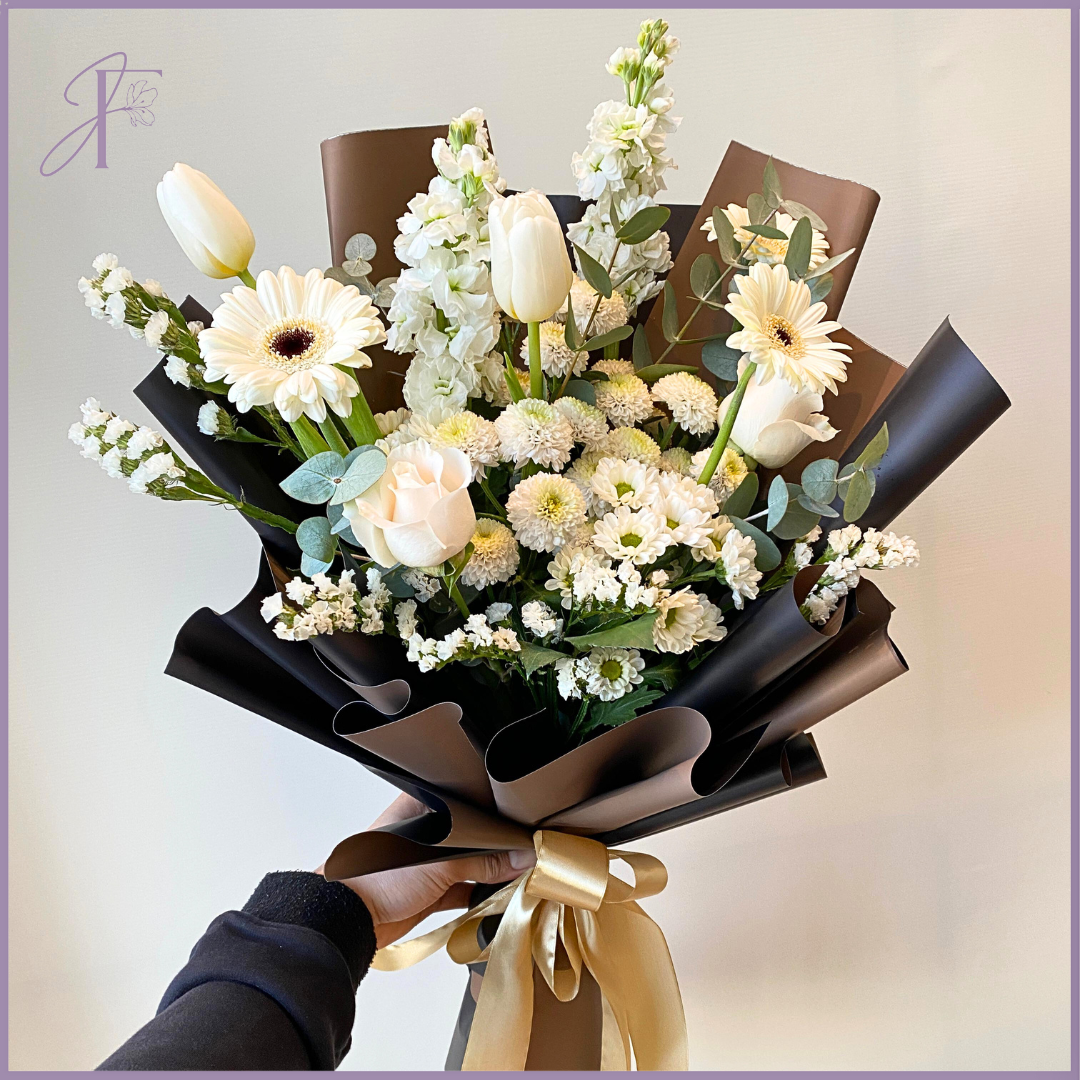 Timeless Grace – White Graduation Bouquet – flowers, delivered in Bahrain