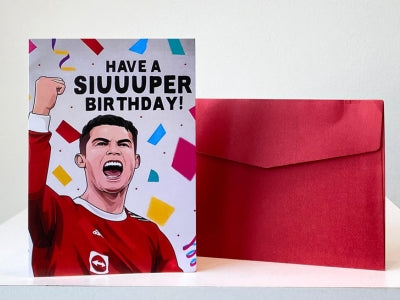 Al-Nassr Way. Ronaldo Happy Birthday Card – gift accessories, delivered in Bahrain