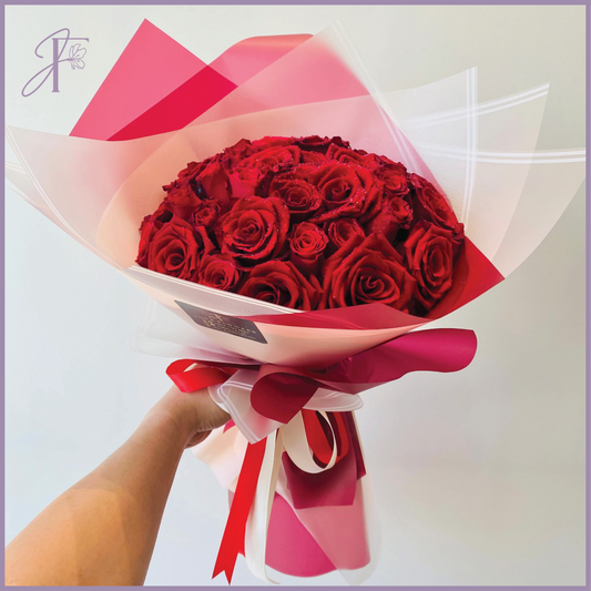 Scarlet Whispers - A Timeless Red Rose Bouquet