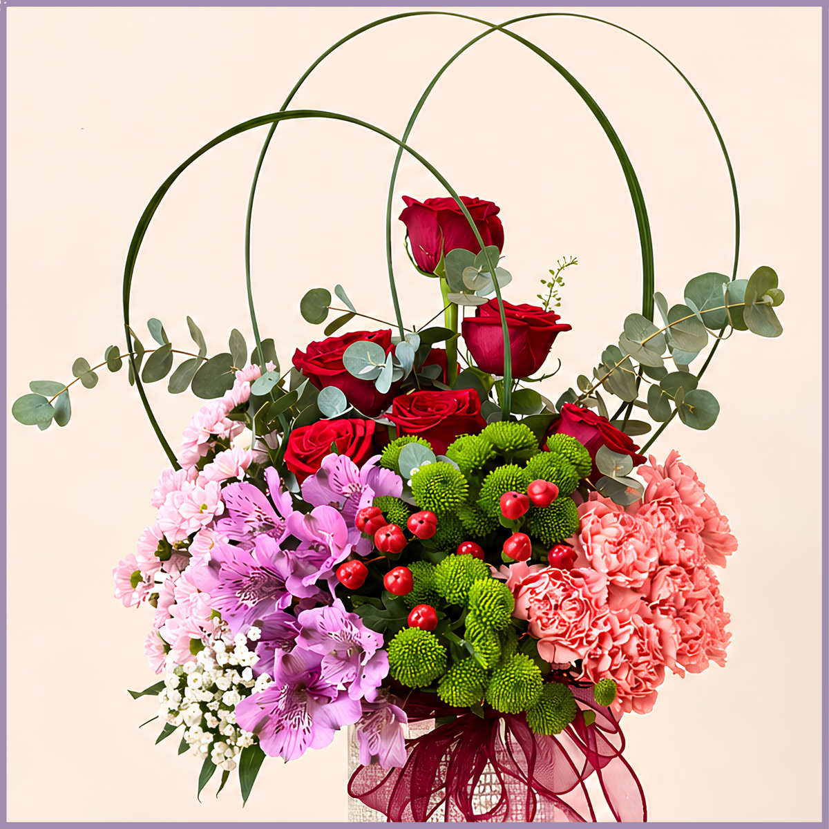 Enchanted Valentine floral arrangement in vase – Jude Flowers Bahrain
