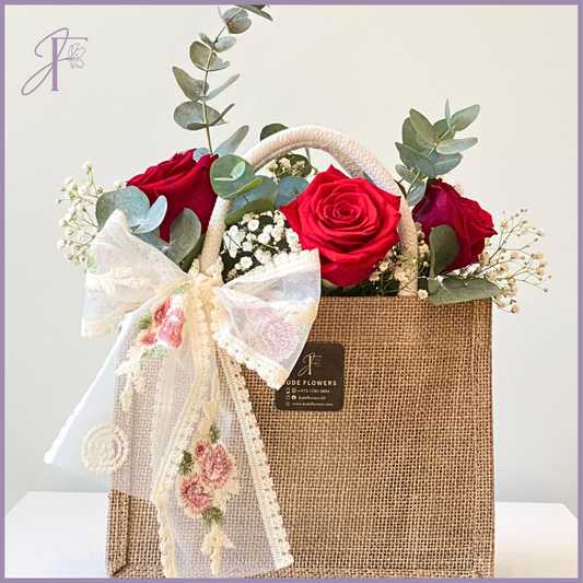 Romantic Red Rose Bag with Chocolates