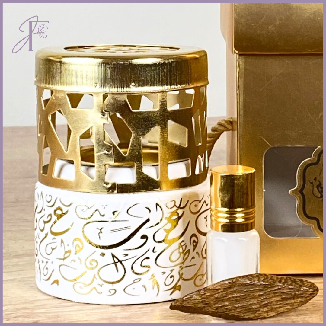 Gold Box Bakhoor Gift Set - Misk & Bukhoor -  مجموعة بخور الصندوق الذهبي - مسك وبخور