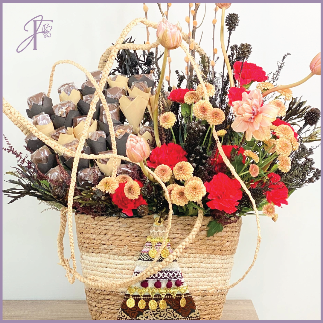 Diwali Delight Basket – Vibrant Flowers & Decadent Chocolates