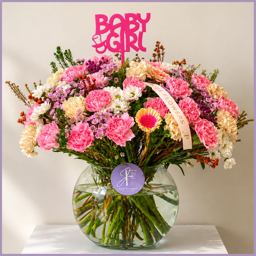 Little Lady – Baby Girl Pink Carnation Flower Vase