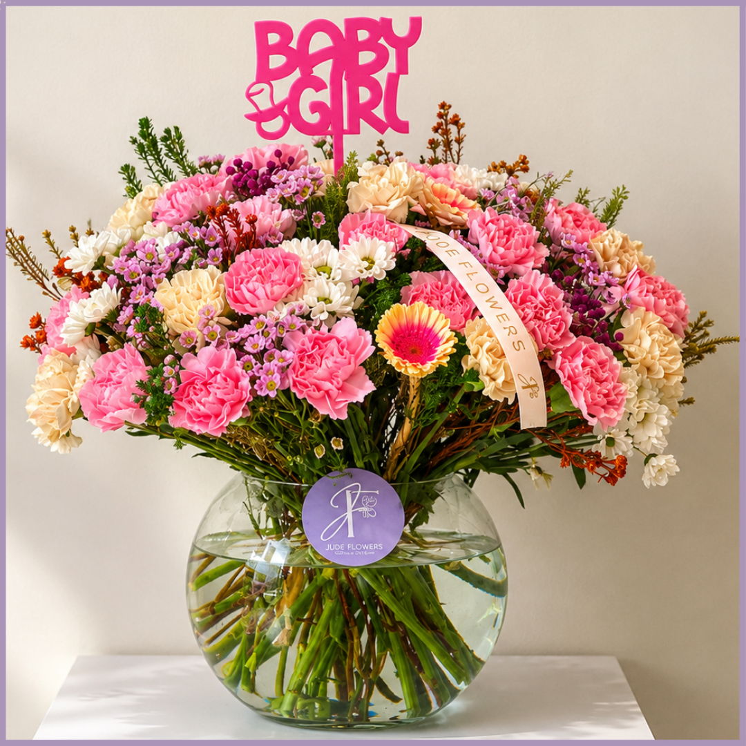 Little Lady – Baby Girl Pink Carnation Flower Vase