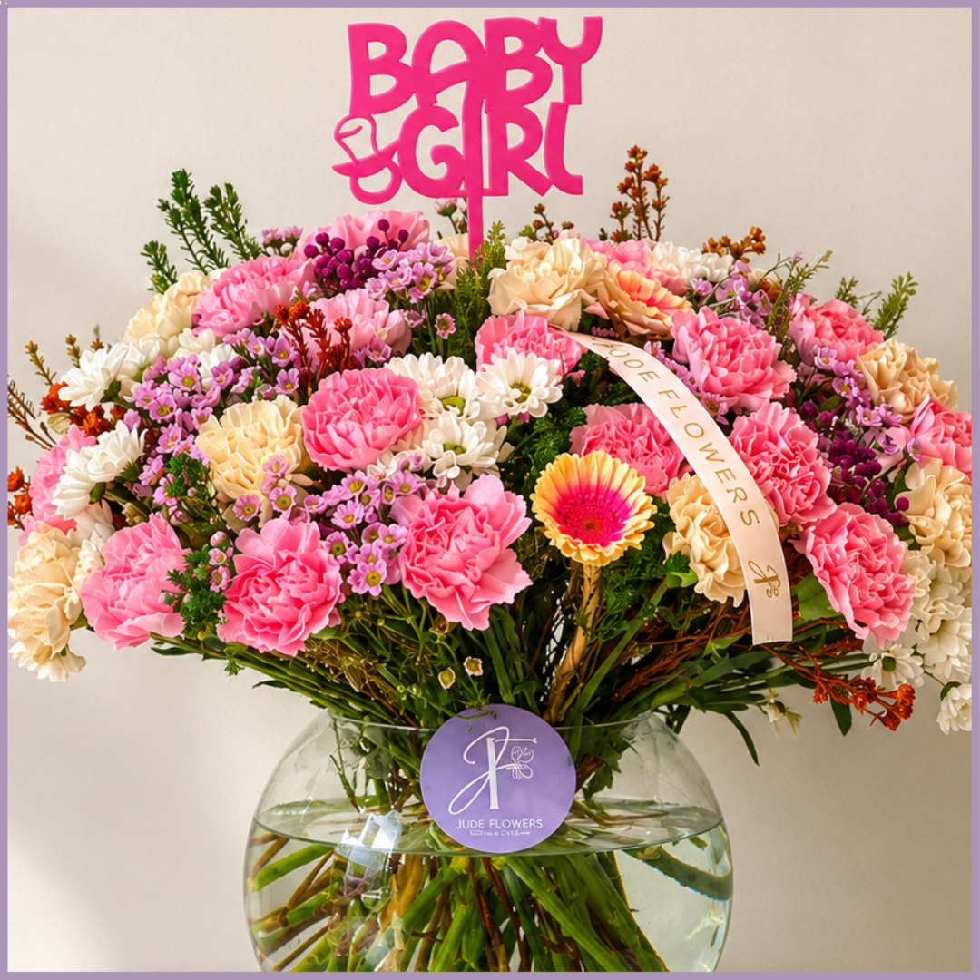 Little Lady – Baby Girl Pink Carnation Flower Vase